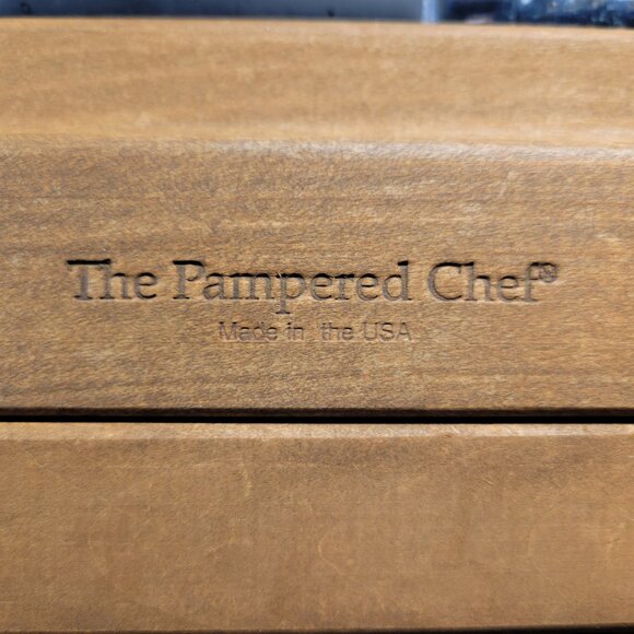 Pampered Chef Stoneware Wooden Trivet Adjustable #2130 Original Box Made In USA - Picture 6 of 14